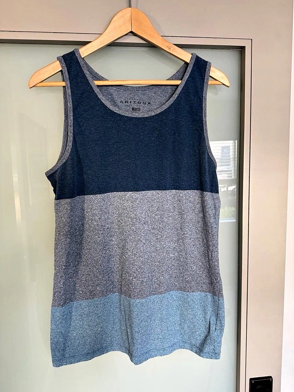 Arizona Men's Color Block Tank Top Blue & Gray Small